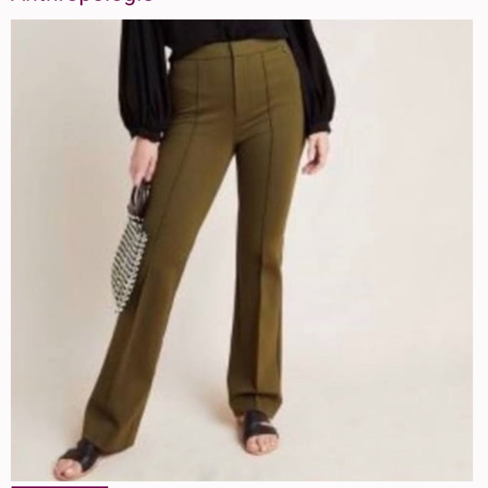 Anthropologie The Essential Trouser, Loden Green, Size 8